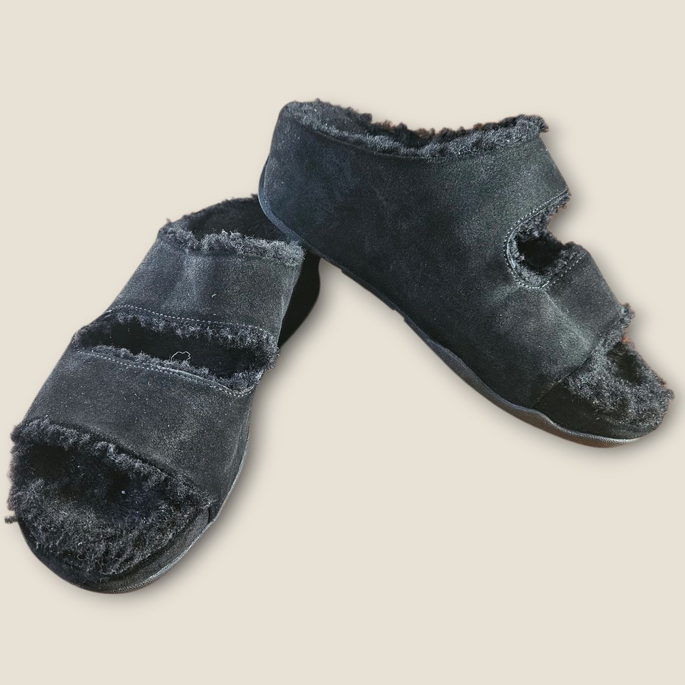 Fitflop Shuv Fuzzy Faux Fur Suede‎ Sandals Slides Comfort Women's Size 6